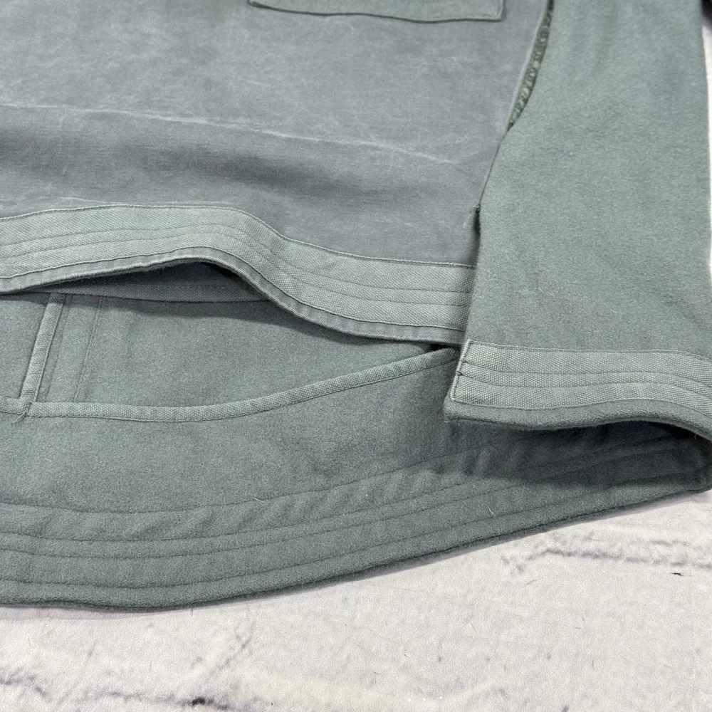 J. Crew Anorak Hooded Pullover Jacket Womens L 1/4 Button High Low Canvas Fleece